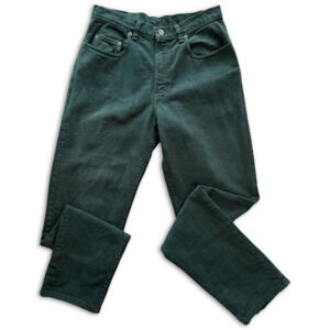 Vintage GAP Denim Forest Green Loose Fit Jeans Leather Patch W31 Chain Stitch